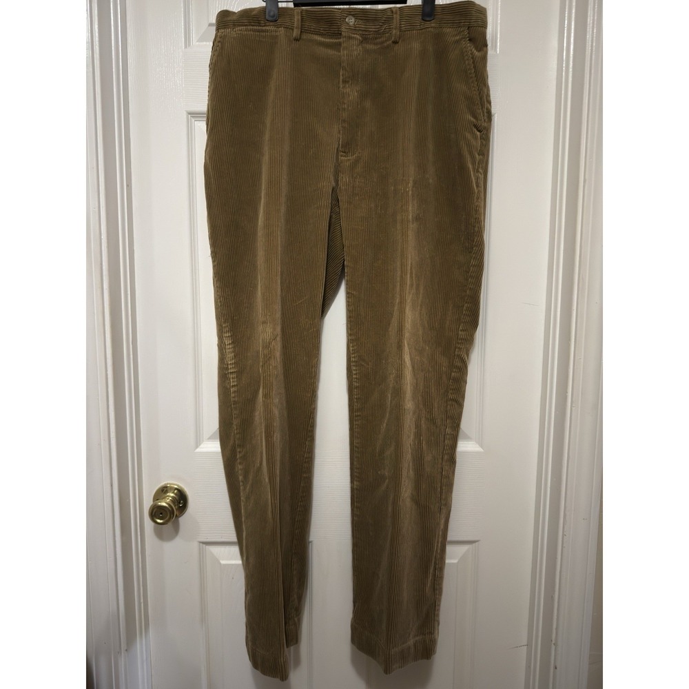 Polo Ralph Lauren Men Lt Brown Corduroy Pants Cotton 36x32 Classic Flat Front
